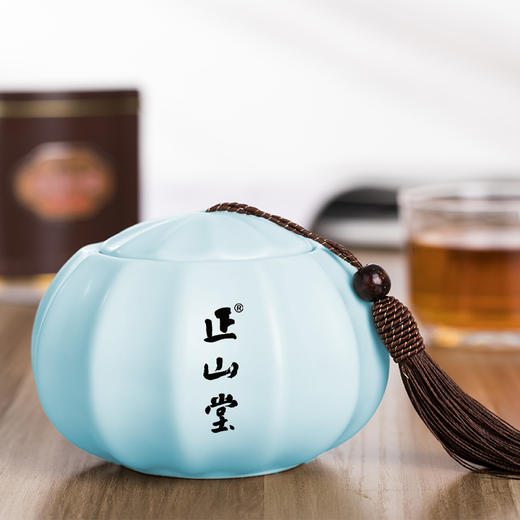 正山堂 陶瓷茶叶罐南瓜型 德化密封储存茶叶500ml容量 茶具 商品图2