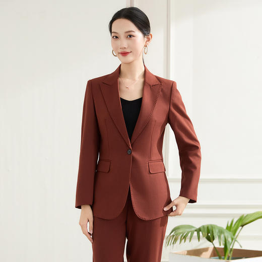 【上衣+裤子】罗蒙女士西服套装挺括有型职业通勤优雅大方两件套女 商品图6