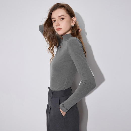 TOYOUTH初语舒绒保暖长袖T恤女新款半高领修身打底衫 商品图2