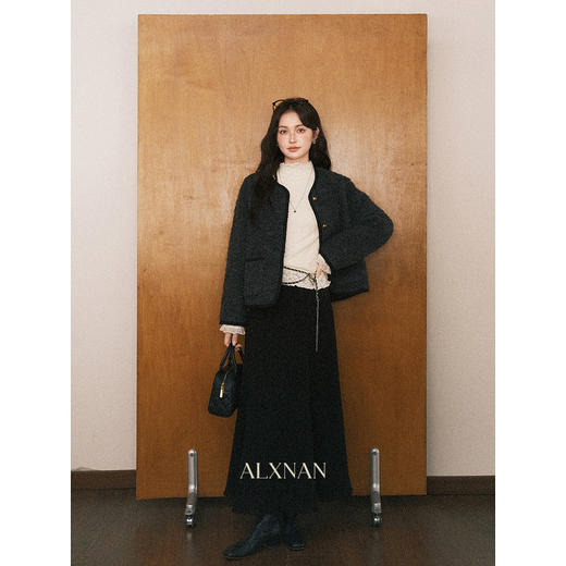 鹿向南「雪顶泡芙」法式杏色内搭花边半高领蕾丝衫女冬打底衫上衣 商品图4