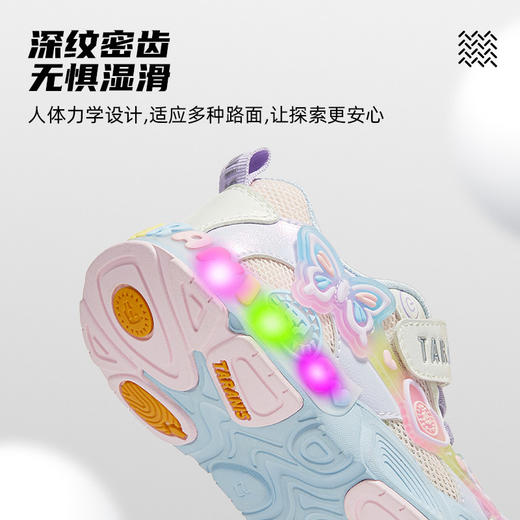 泰兰尼斯儿童甜心闪灯运动鞋春季新款女童跑步鞋幼儿园鞋发光鞋子T01X6A8626 商品图4