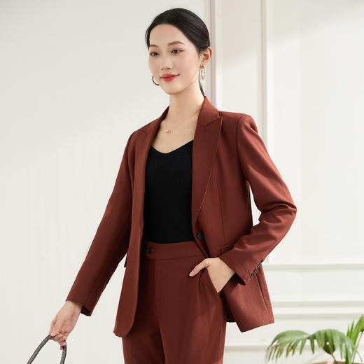 【上衣+裤子】罗蒙女士西服套装挺括有型职业通勤优雅大方两件套女 商品图5