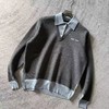 D122454羊毛混纺莫兰迪polo领拼色假两件长袖毛衣 商品缩略图0