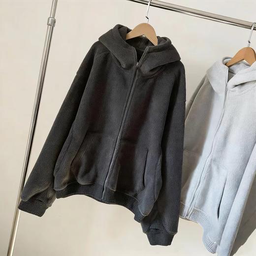 D122411雪花绒毛呢“暖炉”连帽拉链外套男女同款 商品图11