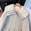 D122405冬季工装羊羔毛派克服大码宽松保暖大翻领海军领保暖外套女 商品缩略图6