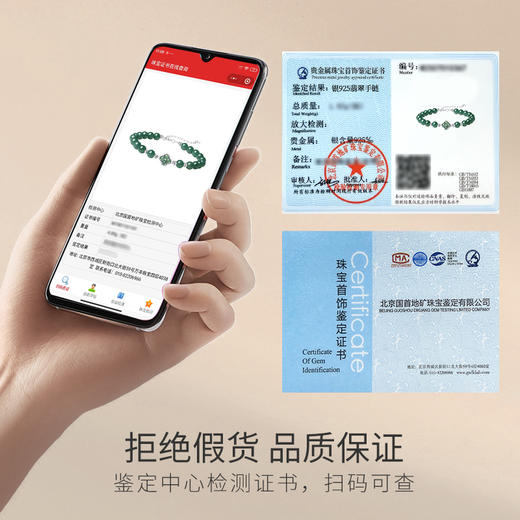Winy S925 银绿意心语手链 天然翡翠四叶草镶钻 带证书 轻奢显白气质女款饰品 商品图4