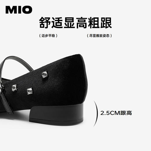 【cf】MIO米奥2026春季新款尖头低跟一字式扣带浅口单鞋水钻玛丽珍女鞋M261460106 商品图4