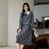 奢姿大码女装2025冬季胖妹妹时尚菱格娃娃领上衣搭格纹半身裙套装9954953946AB 商品缩略图1