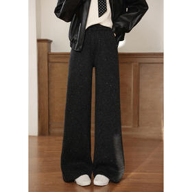 鹿向南「垂影流光」黑灰色阔腿裤女今年流行秋冬加绒加厚休闲裤子