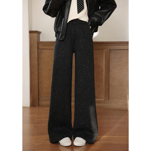 鹿向南「垂影流光」黑灰色阔腿裤女今年流行秋冬加绒加厚休闲裤子 商品图0