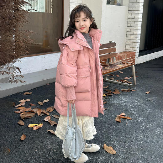 直发【喜慕7183】断码特价， 罗纹袖品女童中长款羽绒服，厚羽绒 商品图5