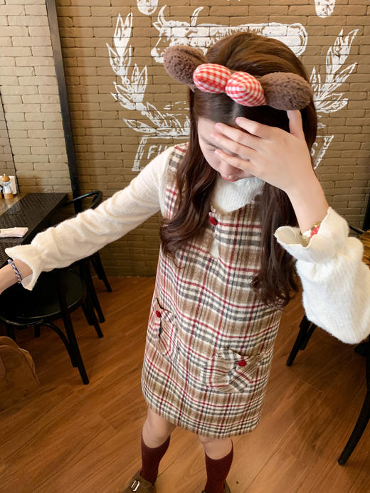 <曾小咸推荐>现货秒杀 ！微信超特价！韩系格子背心连衣裙 日常209.99 立减120 秒杀89.99！！ 商品图8