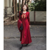 【林栖设计小店】【林栖推荐】2026早春新款羊毛混纺拼真丝红色连衣裙复古刺绣连衣裙N1954277 商品缩略图2