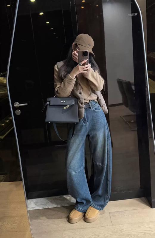 直发【68217 】杨幂同款 加绒加厚 高腰弯刀阔腿裤 商品图4