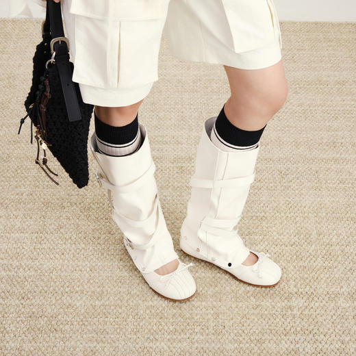 lost in echo2026春夏新款高级头层牛皮可拆卸两穿芭蕾舞鞋堆堆靴 商品图4