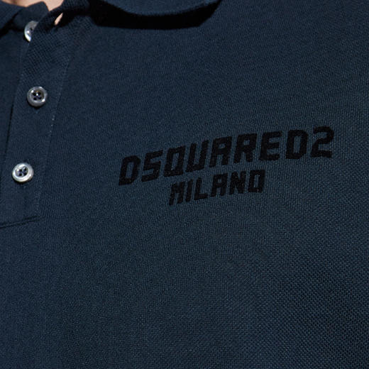 DSQUARED2 男士字母徽标印花棉质短袖polo衫 蓝色 S74GL0086 S22743 968 商品图4