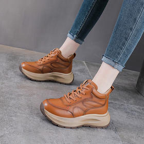 YR 2992厚底单鞋真皮休闲鞋加绒保暖运动老爹鞋