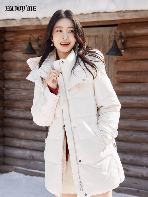 【门店同款】ENJOY冬季“暖冬软糖”修身收腰中长款羽绒服 168693648 商品图4