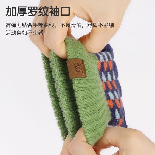 冬季儿童手套复古几何彩格露指手套6-9岁女童加绒加厚保暖手套男 商品图3
