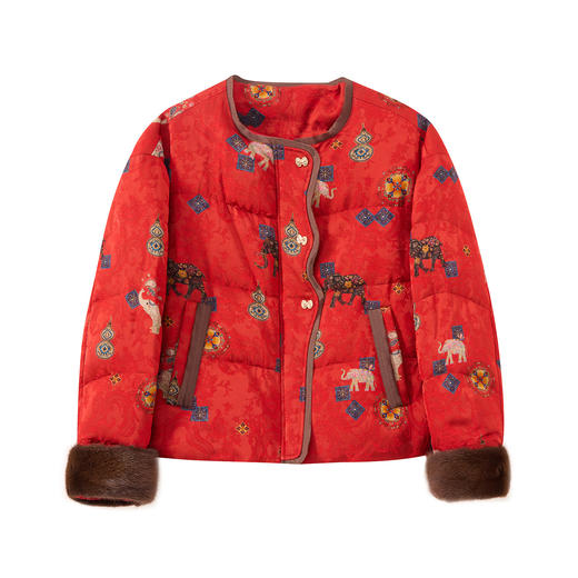 OSL 88K05国风羽绒服水貂毛袖口保暖鹅绒服 商品图4