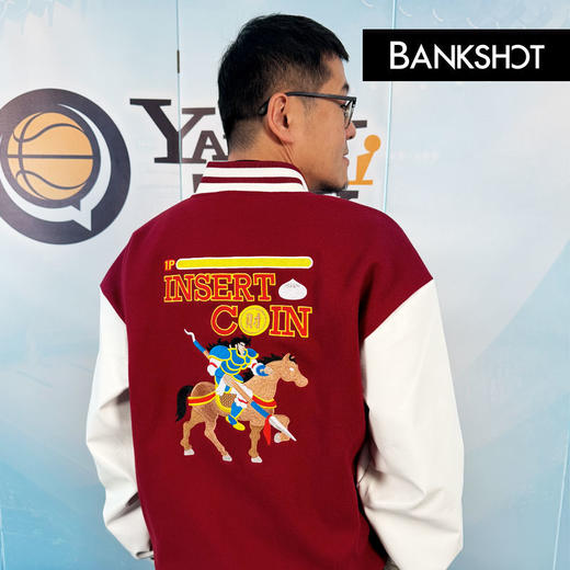 【听老杨原创】马上通关 经典街机主题刺绣/毛巾绣 PU皮袖棒球服 商品图3