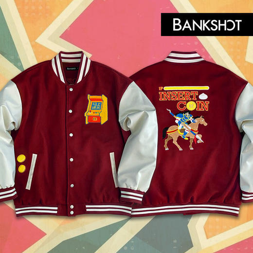 【听老杨原创】马上通关 经典街机主题刺绣/毛巾绣 PU皮袖棒球服 商品图12