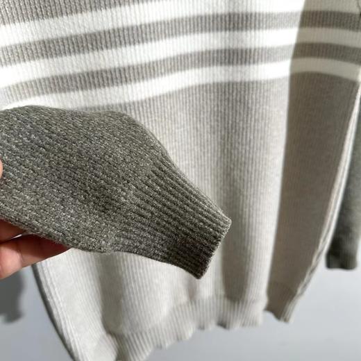 D122485学院风加厚条纹拼接针织衫长袖毛衣 商品图3