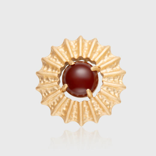 lost in echo2026春夏新款时髦复古磨砂太阳好运红玛瑙镶嵌耳钉女 商品图3