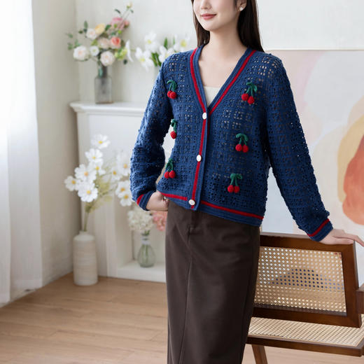 苏苏姐家沐希V领开衫手工diy衣服羊毛上衣钩针编织毛线团材料包 商品图2