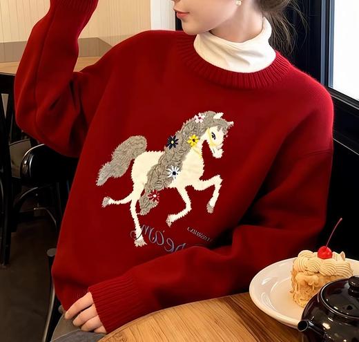 D122473秋冬慵懒风软糯圆领圣诞穿搭加厚毛衣 商品图10