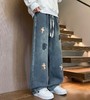 D122425加绒加厚冬季美式高街侧边十字架抽绳卫裤休闲牛仔裤 商品缩略图5