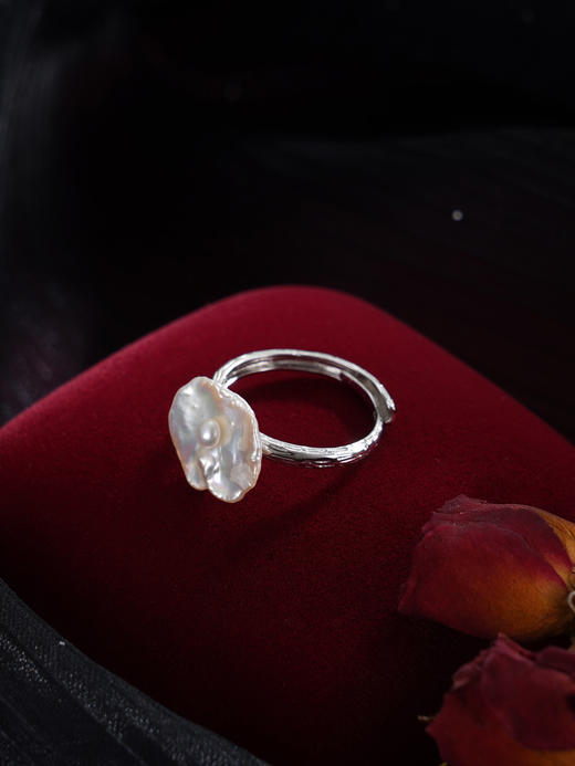 子佩集【清荷结露】银S925珍珠惜王妃戒指【SPR0290001】3mm小珠12*13mm巴洛克2512 商品图5
