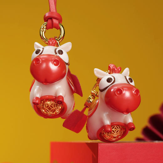 心选丨2026马上有福/马上有财礼品足金挂饰 本命年新年喜庆中国红车挂钥匙挂包挂 商品图1
