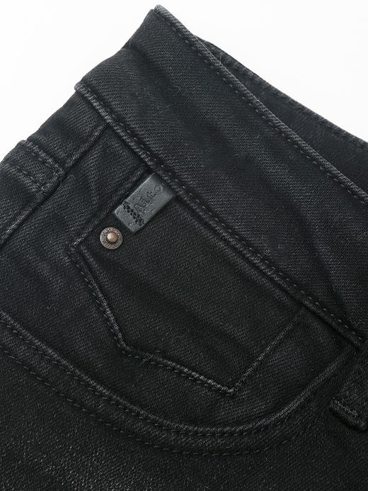 松弛感日常穿搭 黑色做旧高腰微喇牛仔裤 修身显瘦通勤休闲喇叭长裤 商品图3