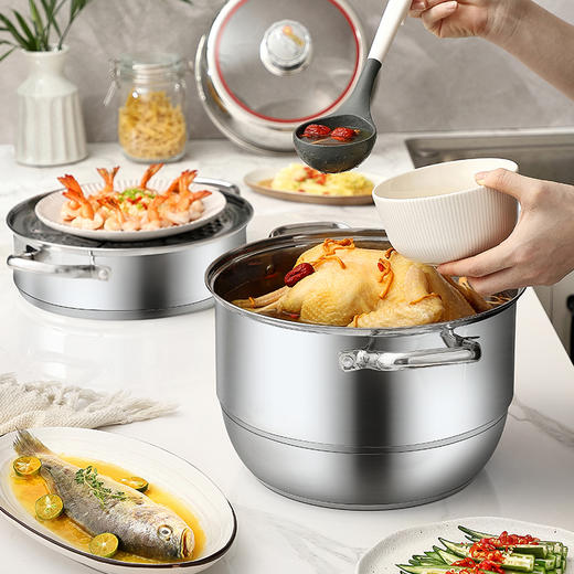 美穗吉家 304不锈钢三层定时多用蒸锅30cm 商品图4