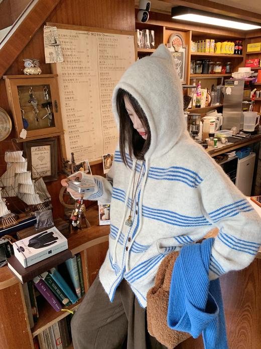<曾小咸推荐>现货秒杀 ！微信超特价！韩系条纹连帽毛衣 日常209.99 立减110 秒杀99.99！！ 商品图11