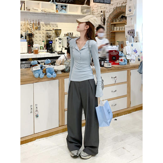 <曾小咸推荐>现货秒杀 ！微信超特价！2色韩系翻领喇叭袖t恤 日常119.99 立减50 秒杀69.99！！ 商品图1