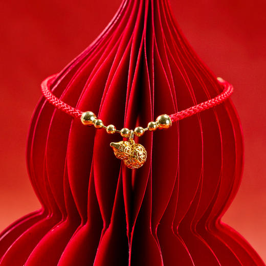 【“红”运相伴  耀启新年】三彩2026新款镂空金葫芦手链红绳 商品图2