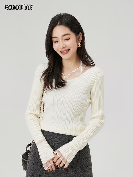 【门店同款】ENJOY冬季“暖冬软糖”法式拼纱针织上衣 168093132 商品图4