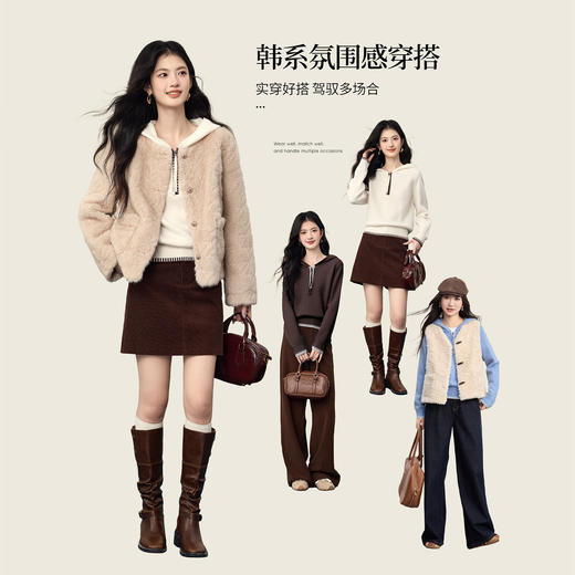 【年终特价】熙世界北极绒连帽毛衣女2025秋冬新款宽松休闲半开襟拉链针织帽衫 商品图2