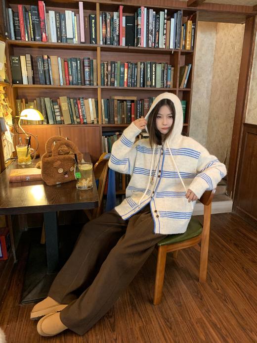 <曾小咸推荐>现货秒杀 ！微信超特价！韩系条纹连帽毛衣 日常209.99 立减110 秒杀99.99！！ 商品图8