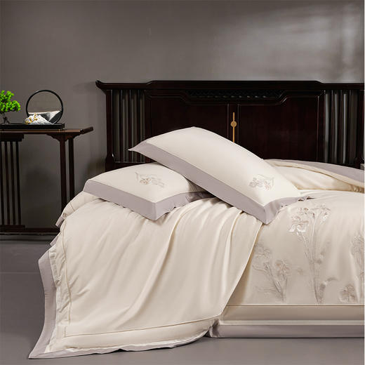 多喜爱 100S双股埃及棉四件套 月下芍影/香兰花园hl【高支高密】【双面质感】【中式美学】【优雅浪漫】三方出框&花边工艺 精美刺绣 商品图10