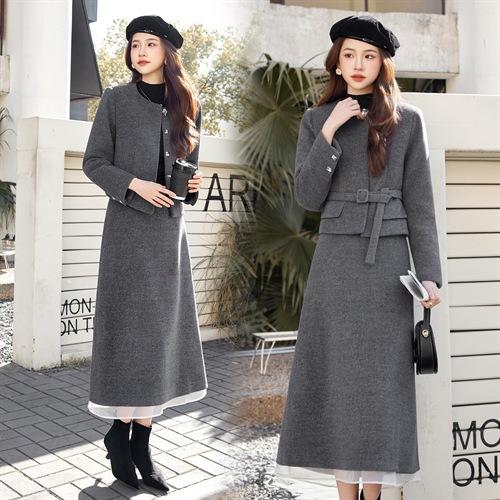 HR ABS25205小香风羽绒套装富家千金感时尚气质半身裙穿搭 商品图1