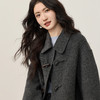 【12/24新品6.5折】熙世界复古牛角扣呢子大衣女中长款冬装宽松慵懒翻领加厚毛呢外套 商品缩略图4