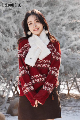 【门店同款】ENJOY冬季“游牧漫寻”费尔岛三排提花针织上衣 168645419