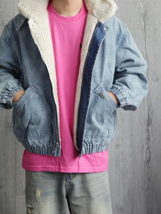 D122479厚实潮流穿搭外套羊羔毛牛仔夹克 商品图5
