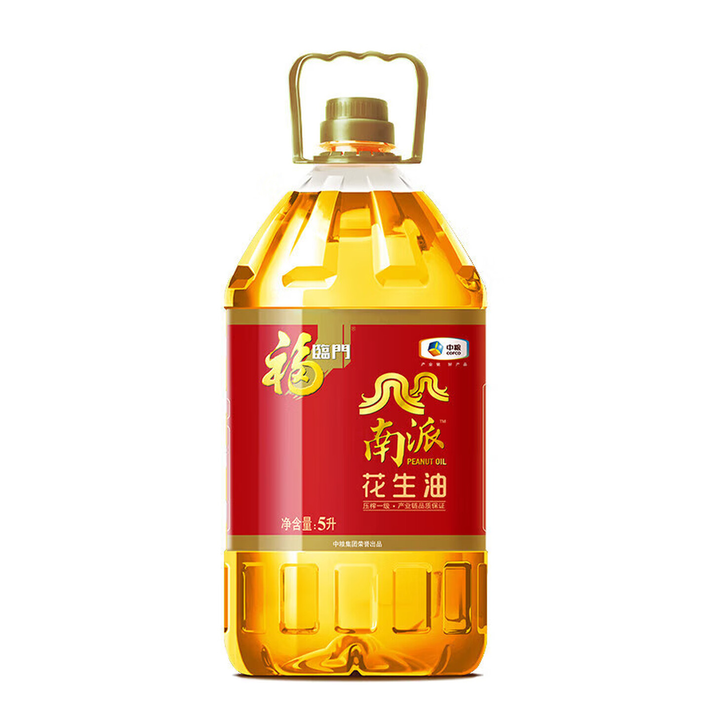 福临门食用油 浓香花生油 优选高品质花生 南派压榨一级花生油5L（升）