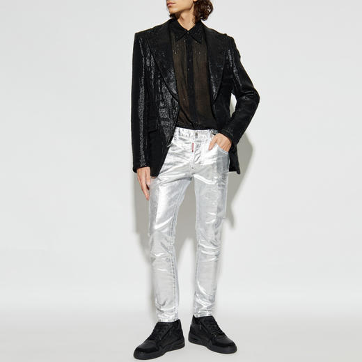 DSQUARED2 男士字母徽标标签棉质休闲牛仔裤 银色 S71LB1669 S39781 906 商品图4
