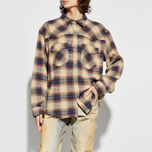 DSQUARED2 男士字母徽标标签棉质长袖衬衫 混色 S71DM0797 D35351 001F 商品图1