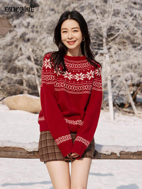 【门店同款】ENJOY冬季“游牧漫寻”费尔岛提花圆领针织上衣 168644846